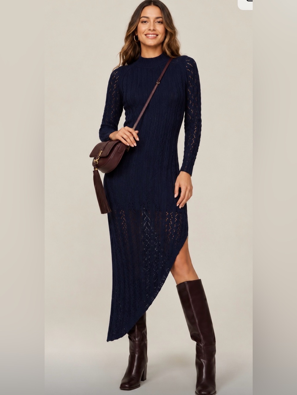 Something Navy Women’s Navy Long-Sleeve Knit Dress